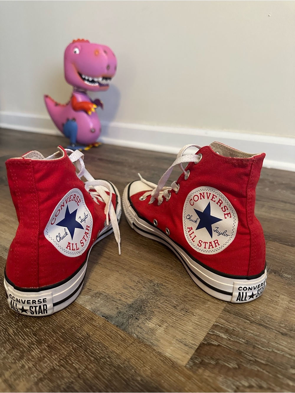 Converse High Top Sneakers in Red with White Accents